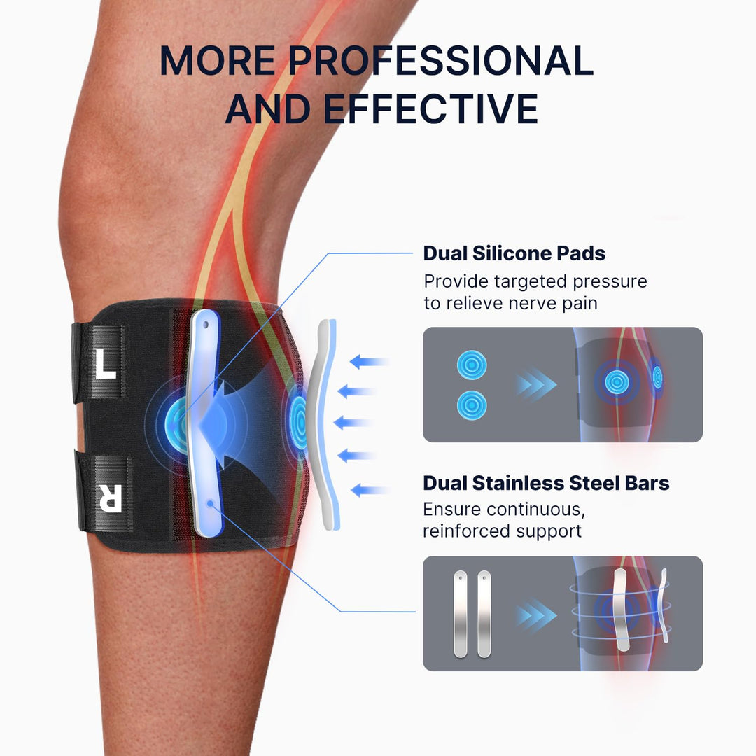 Adjustable unisex sciatica knee brace for customized targeted compression and comfortable nerve pain relief.