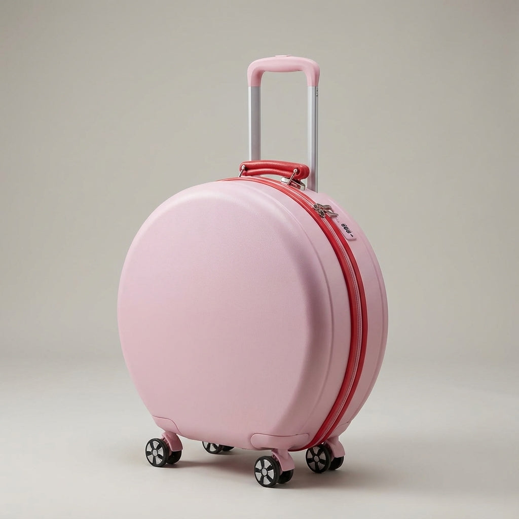 Compact unisex carry-on luggage with secure hard shell and multi-directional spinner wheels for easy travel.