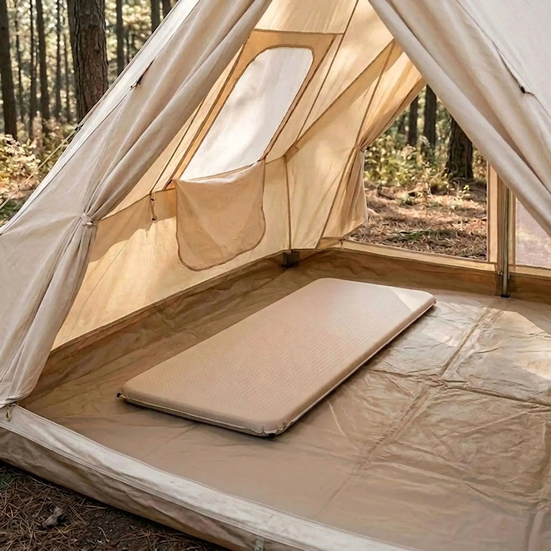 Unisex self-inflating camping sleeping pad for comfortable outdoor and hiking trips. Portable foam mattress.