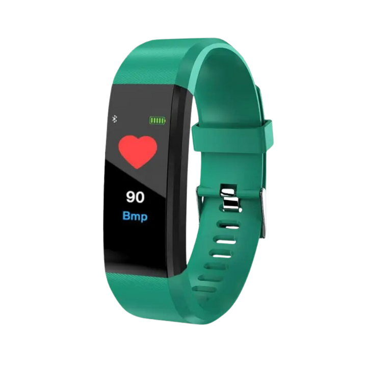 Senior fitness tracker smartwatch, monitoring heart rate, steps, and overall wellness.