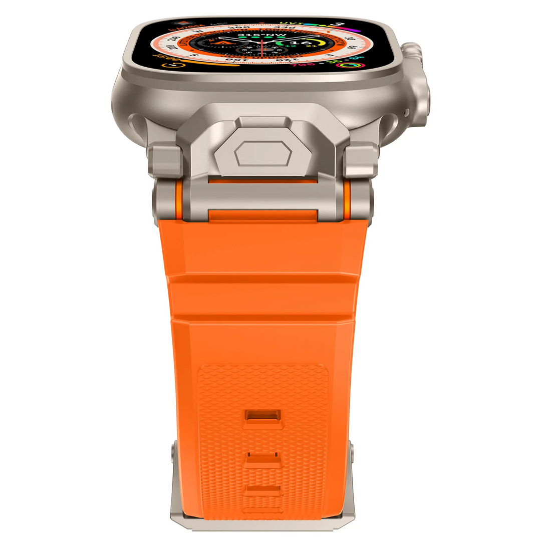 Ergonomic unisex silicone smartwatch strap, durable mecha lugs, easy to attach.