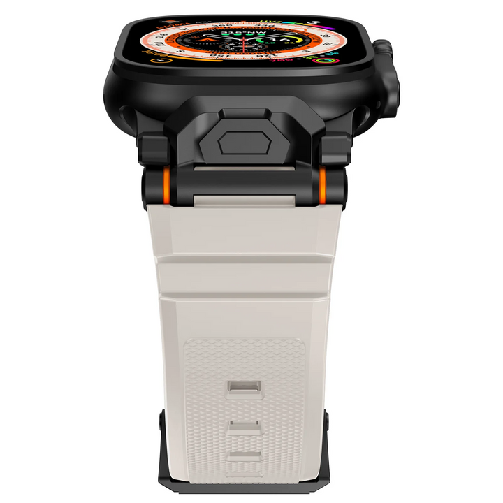 Comfortable unisex silicone replacement strap for smartwatches, mecha lugs.