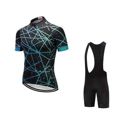 Breathable Skull cycling jersey & padded shorts set, ideal for road & MTB biking