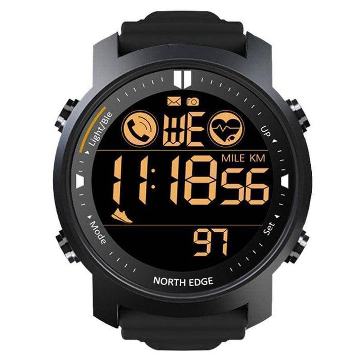 Smartwatch featuring heart rate monitor and digital display, good for fitness tracking, unisex design.