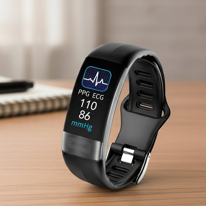 Unisex smart health tracker with ECG, sleep monitoring & fitness tracking.