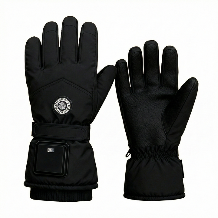 Durable heated winter gloves with reinforced stitching, great for snowmobiling and hiking.