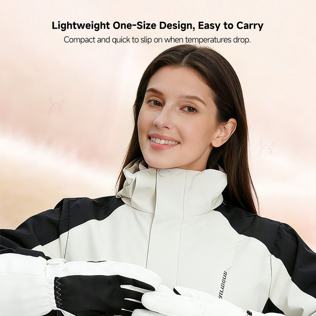 Smart heated fishing gloves with long cuffs to keep snow out, offering superior warmth.
