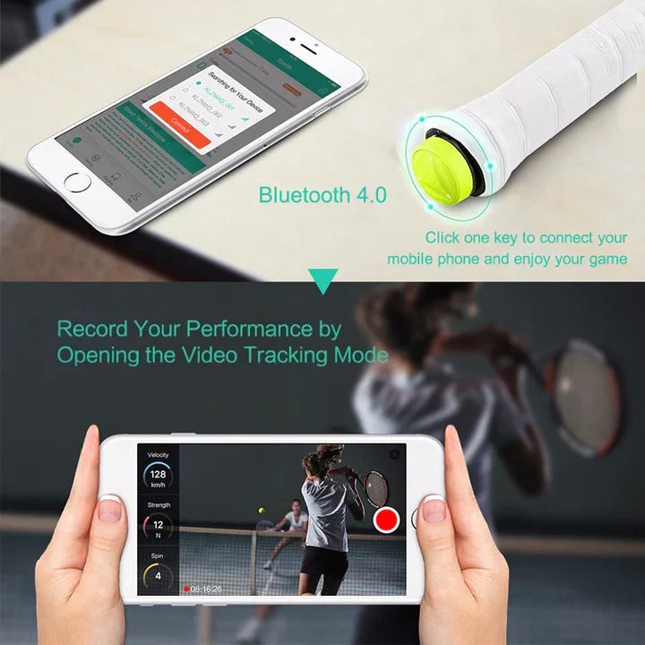 Tennis smart sensor providing detailed performance analytics for players and coaches to improve swing and game.