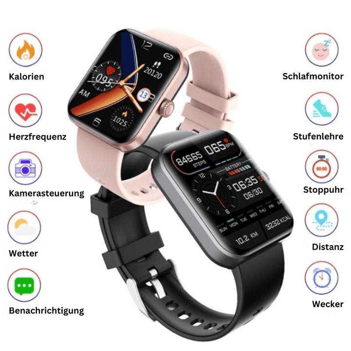 Sleek unisex smartwatch offering painless blood glucose, heart rate, fitness, and sleep monitoring.