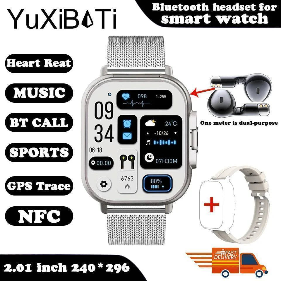 Adventure-ready unisex smartwatch with earbuds, designed for outdoor activities and durable wear.