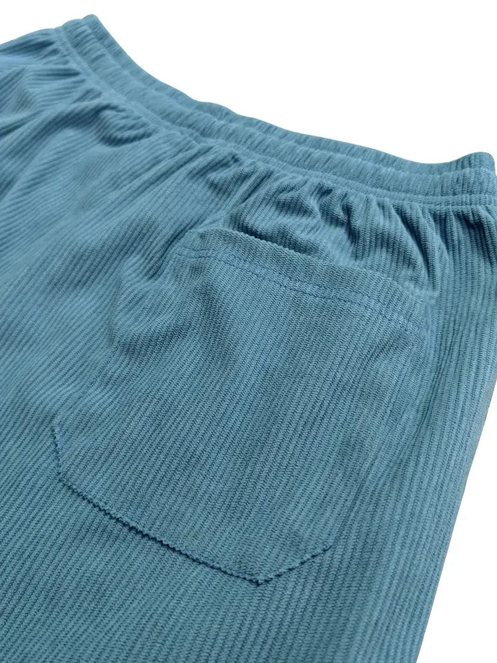 Versatile unisex wide leg corduroy pants, great for streetwear or cozy autumn casual days.