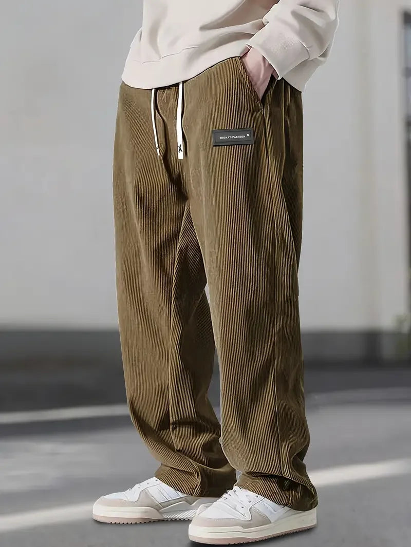 Vintage style soft corduroy wide leg pants, a comfortable unisex option for streetwear.