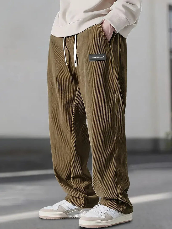 Vintage style soft corduroy wide leg pants, a comfortable unisex option for streetwear.
