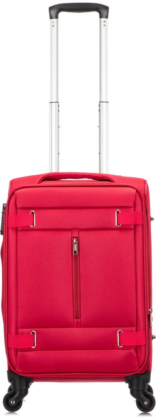 Unisex compact softshell carry-on luggage with TSA lock and spinner wheels for effortless travel.