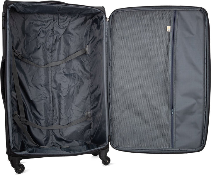Lightweight & maneuverable unisex softshell spinner carry-on, secure with TSA lock.