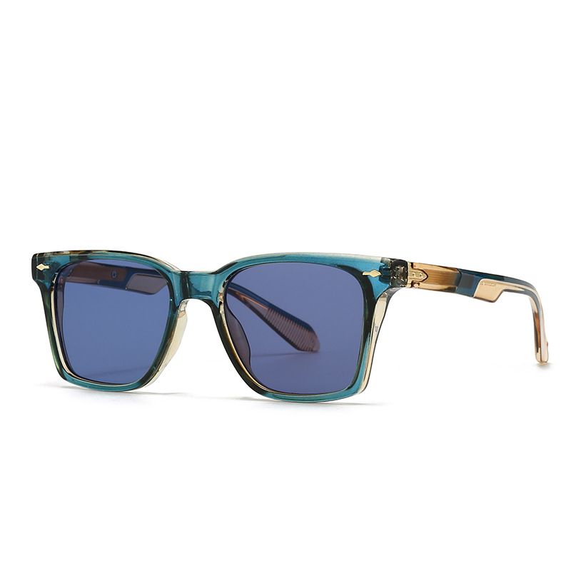 Trendy frosted square acetate sunglasses, a unisex fashion accessory for UV & glare protection.