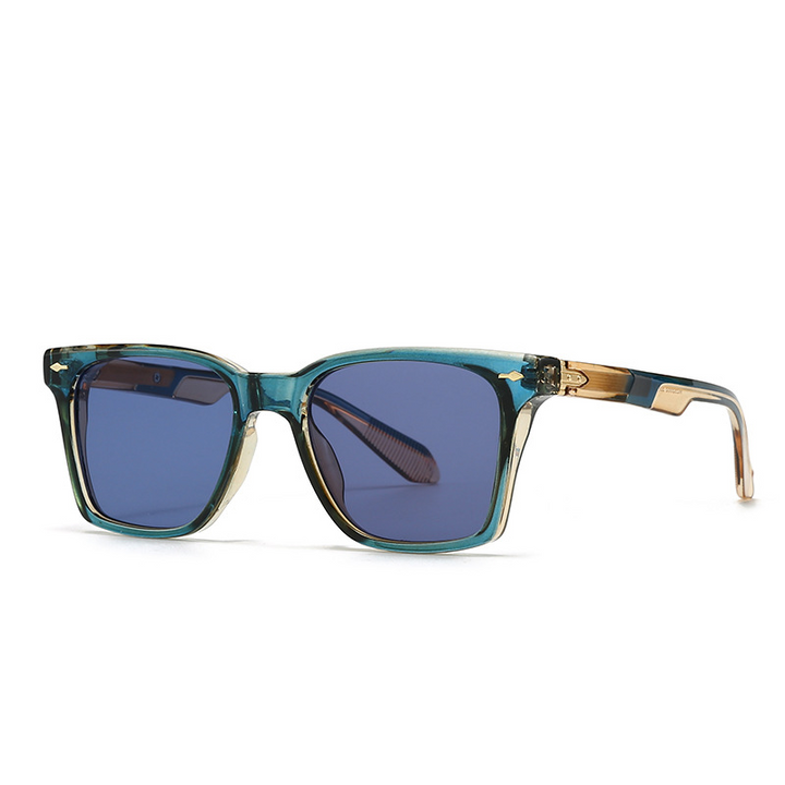 Trendy frosted square acetate sunglasses, a unisex fashion accessory for UV & glare protection.
