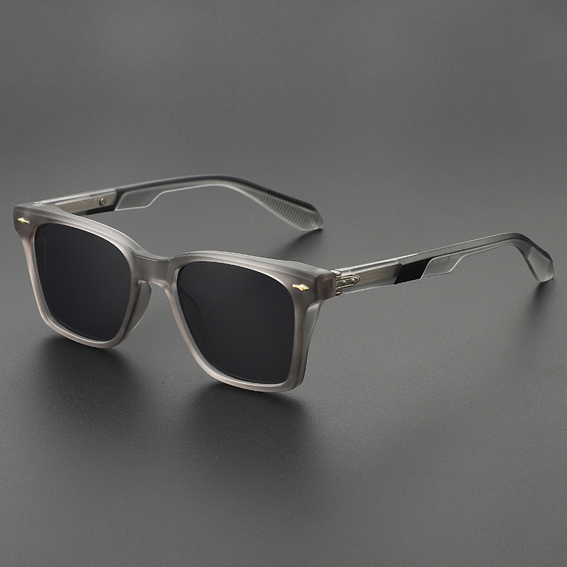 Fashionable unisex square sunglasses with a unique frosted frame, offering essential UV protection.