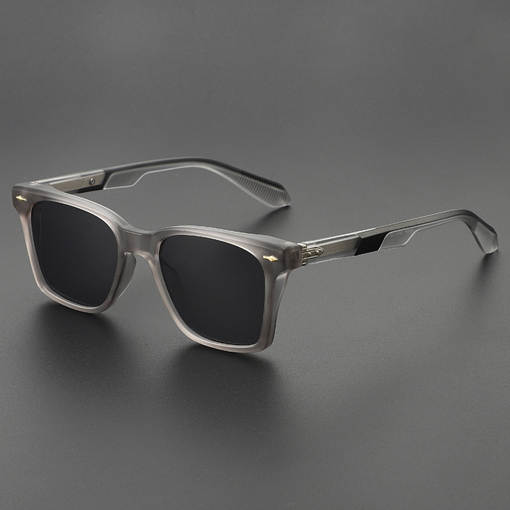 Fashionable unisex square sunglasses with a unique frosted frame, offering essential UV protection.