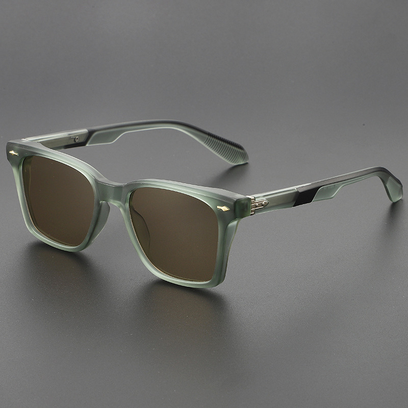 Stylish frosted acetate square sunglasses, perfect for unisex fashion & glare-free vision.