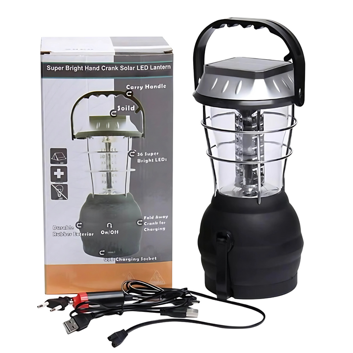Unisex solar USB rechargeable camping lantern, bright LED outdoor gear for hiking & power outages.