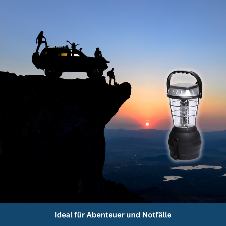 Versatile solar lantern, USB rechargeable, critical outdoor gear and emergency light source.