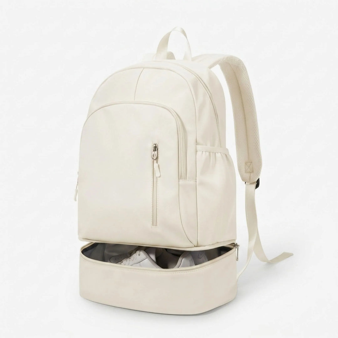 Compact sports activewear backpack with shoe storage, great for gym, hiking, or light travel adventures.