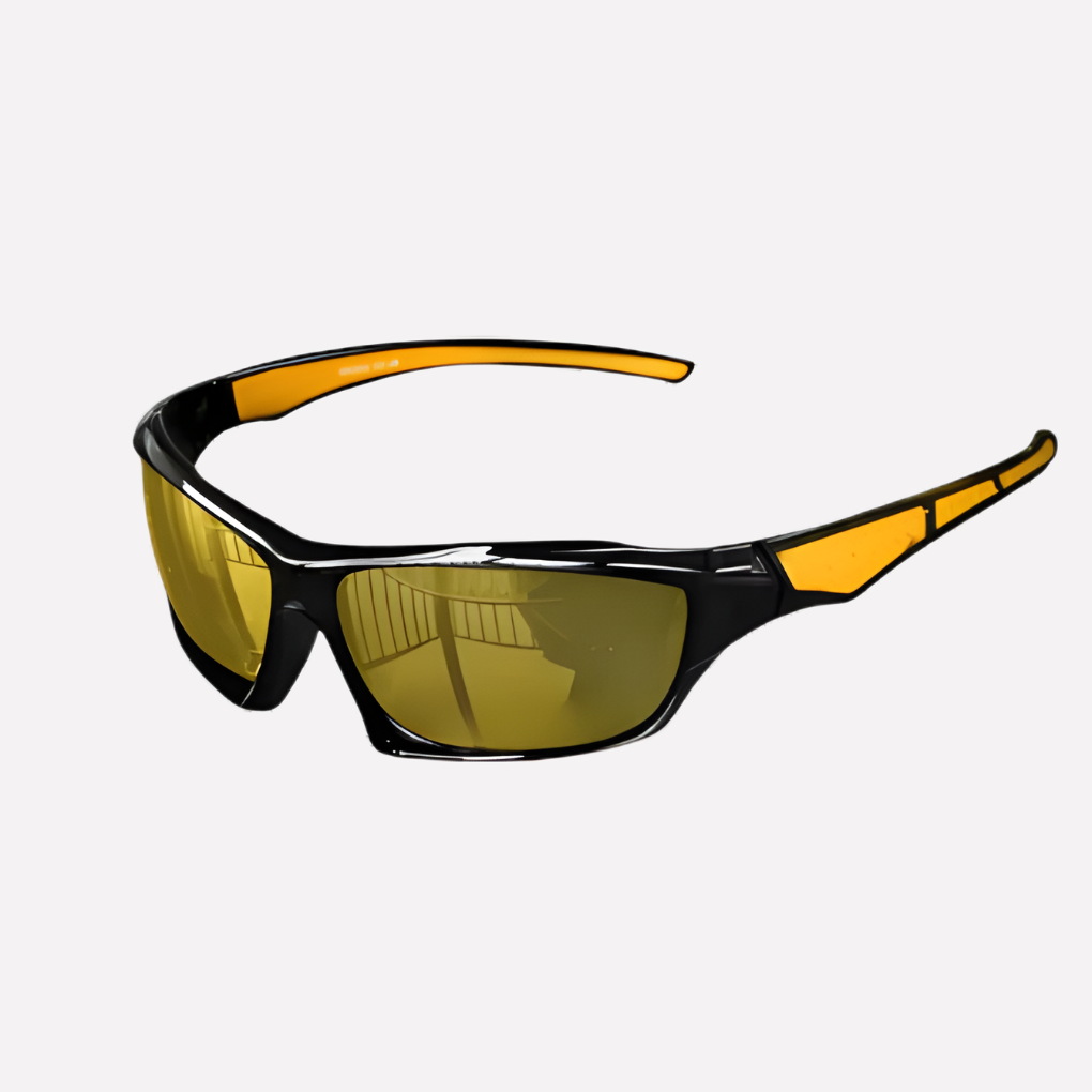 Glare-reducing polarized UV400 sports wrap sunglasses, offering superior eye protection for outdoor activities.