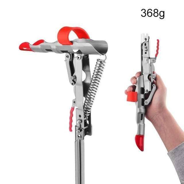 Portable fishing accessory: stainless steel rod holder securely inserted into the ground.