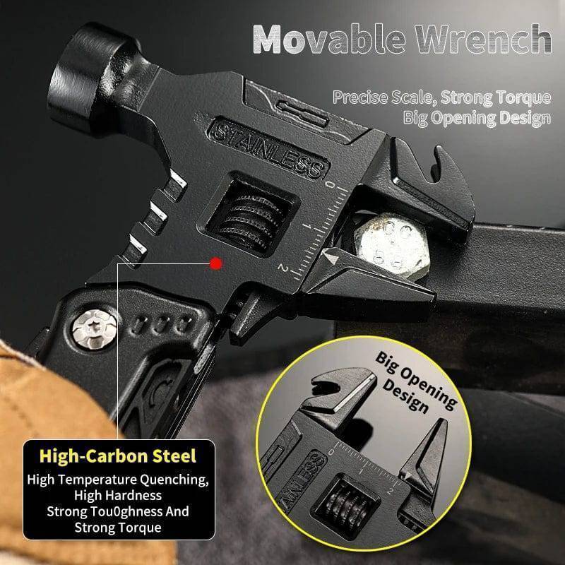 Unisex utility wrench multi-tool in stainless steel, a versatile outdoor accessory for all.