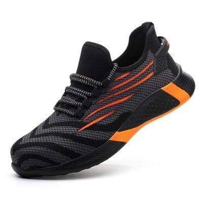 Steel toe work boots for men and women, close-up of robust toe cap, ideal for protective footwear in outdoor work.