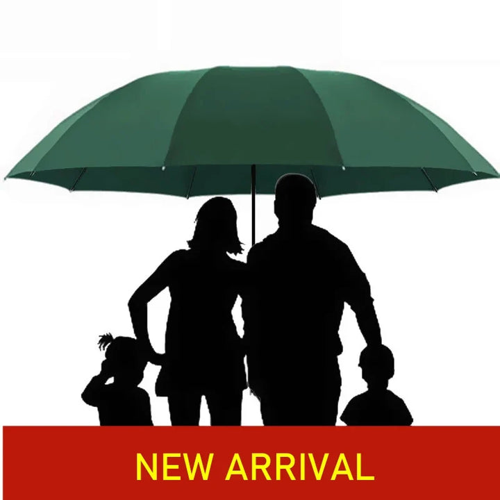 Portable super large folding umbrella for all weather. Windproof, keeps you dry in rain & shaded from sun.