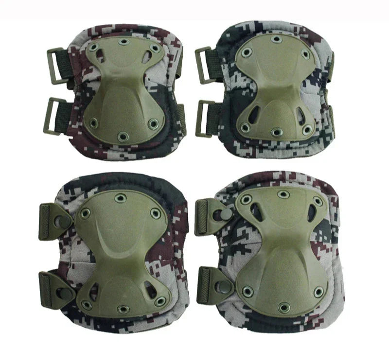 Protective elbow pads, tactical gear for high-impact outdoor activities and military simulation