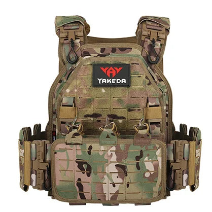 Unisex black tactical vest, adjustable plate carrier with ample storage and quick release