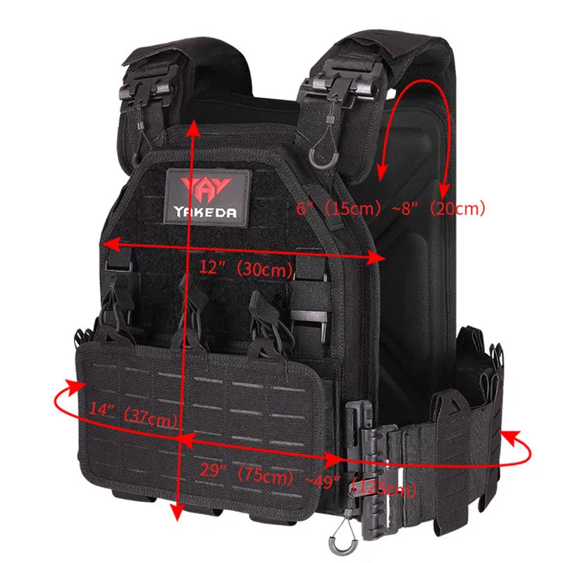 Close-up of quick release buckle on a tactical vest, durable plate carrier system
