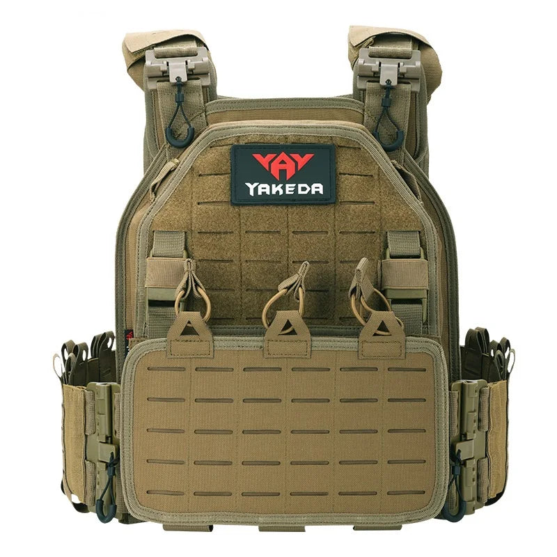 Adjustable shoulder strap of a tactical combat vest, black plate carrier with padding