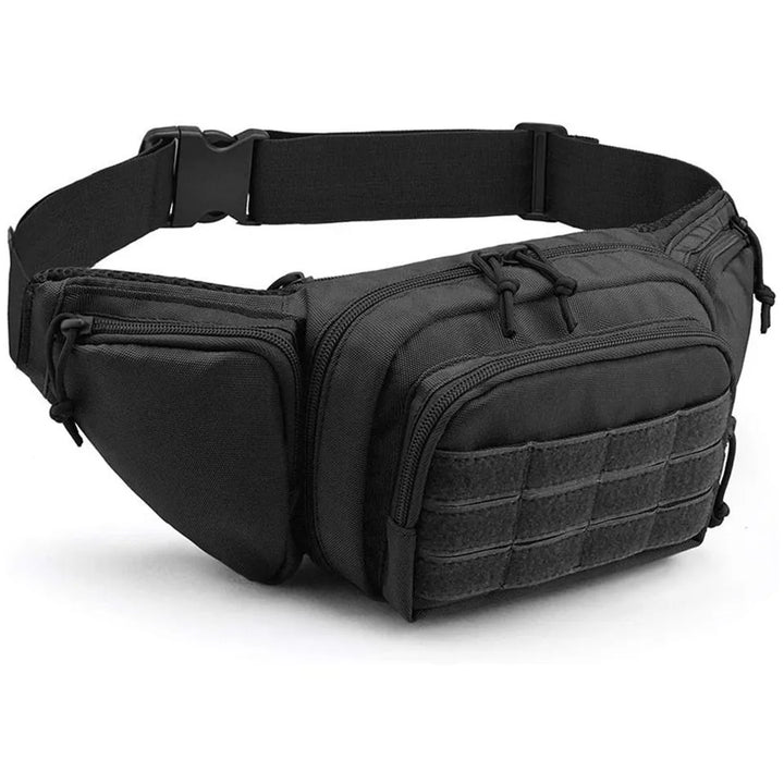 Adjustable strap detail of a tactical waist pack ensuring a snug and secure fit for all sizes