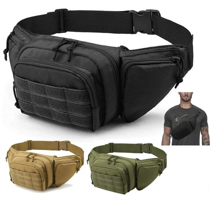 Tactical gear waist pack with multiple utility pouches, great for organized carry of essentials