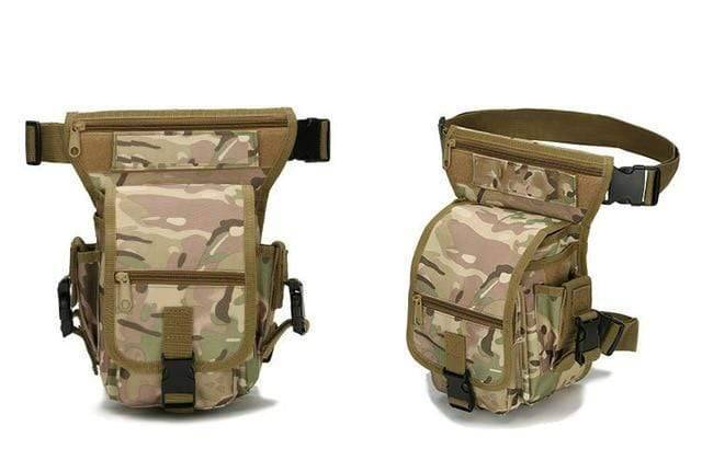 Military-inspired drop leg bag, unisex, providing convenient storage for hunting and hiking.