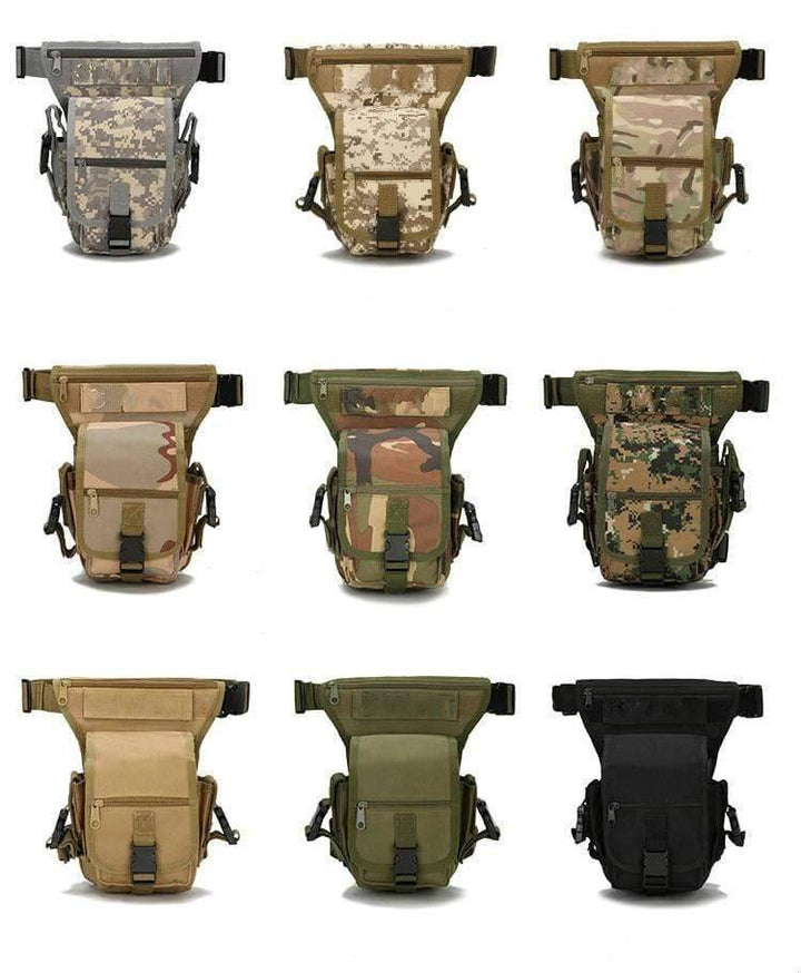 Unisex drop leg bag, a durable outdoor gear solution for hunters and hikers, black color.