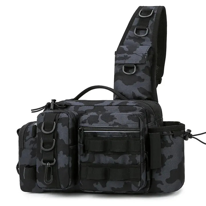 Fishing rod holder backpack, unisex, providing organized storage for all angler essentials
