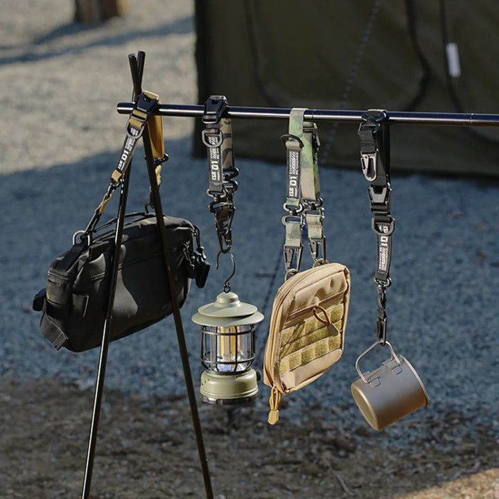 Set of tactical gear strap hook clips, versatile utility for camping and outdoor equipment