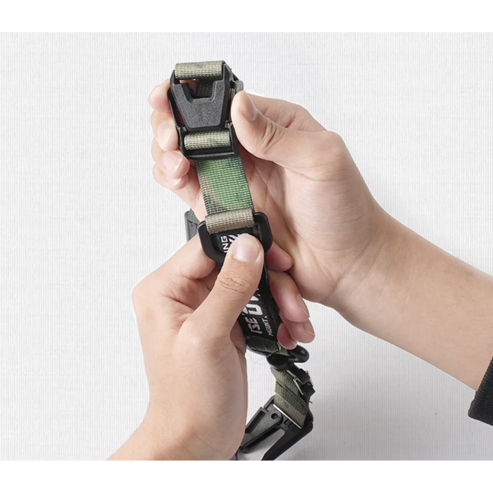 Multiple tactical strap hook clips, ideal for organizing camping gear and outdoor equipment