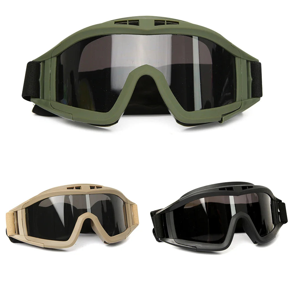 Unisex tactical goggles with clear anti-fog lens, ideal for airsoft, paintball & shooting sports.