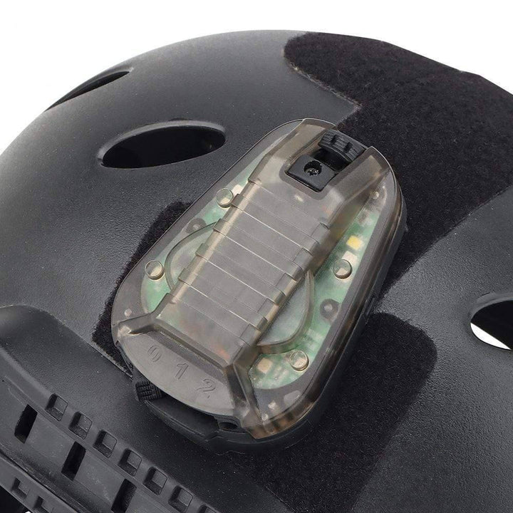 Unisex tactical helmet strobe light for enhanced visibility during outdoor activities or survival scenarios.
