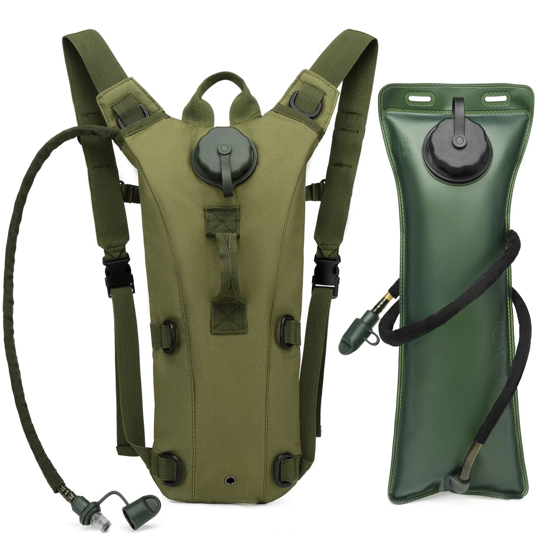 Close-up of the breathable mesh back panel on a unisex 3L hydration backpack, comfort for active use