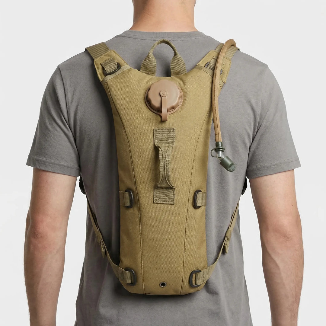 Tactical water backpack, 101 fl oz hydration system, perfect for men and women's outdoor adventures.