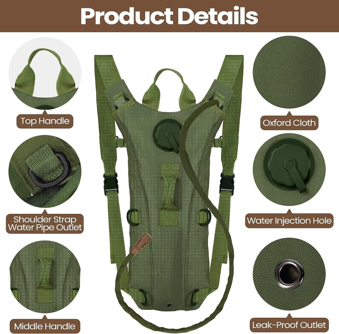 Heavy-duty water carrier: 3L tactical hydration pack for military and outdoor use