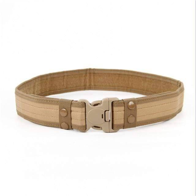 Unisex khaki military belt, made from rugged nylon for security & outdoor utility