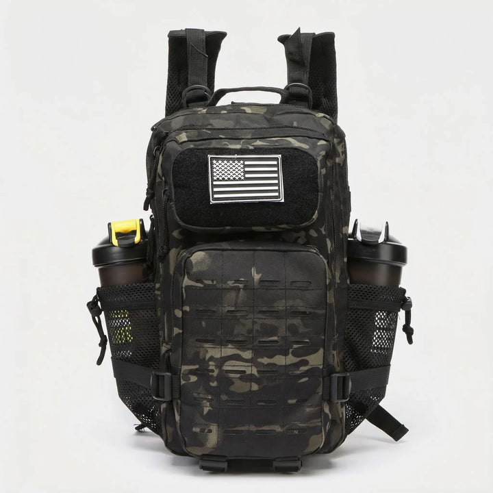 Robust tactical MOLLE backpack, large capacity. Unisex outdoor gear for camping, hiking, travel & daily adventure.